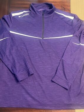 Columbia Purple Long Sleeve 1/4 Zip Performance Polo with White Accents
